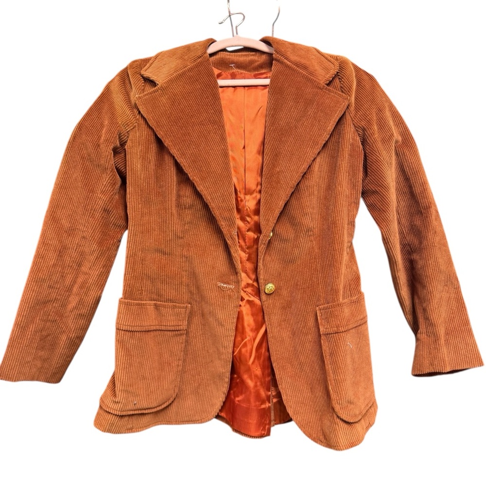 Vintage Small 1970s Brown Cordury Blazer